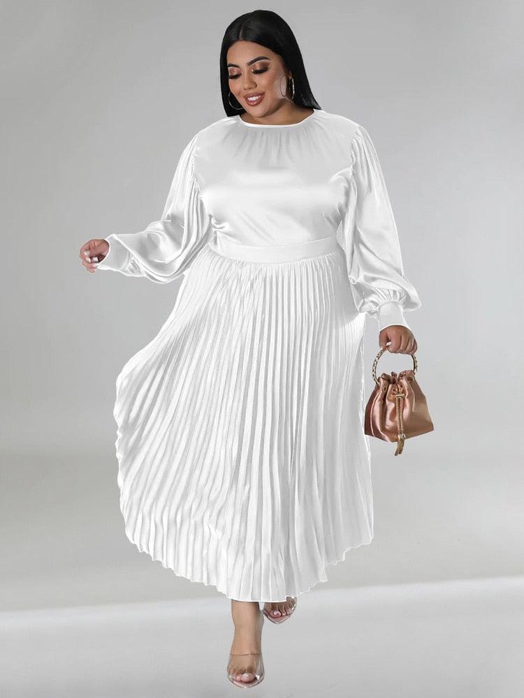 plus size long white dress
